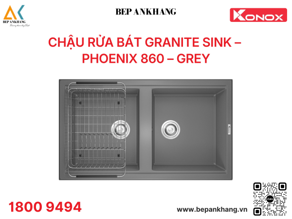 Chậu rửa bát Granite Sink Phoenix 860 – Grey